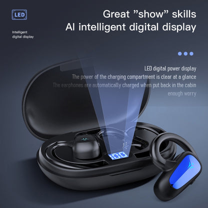 Bone Conduction Concepts Digital Display Stereo Bluetooth Earphones, Style: Dual Ears With Charging Warehouse(Blue) by bashfashion
