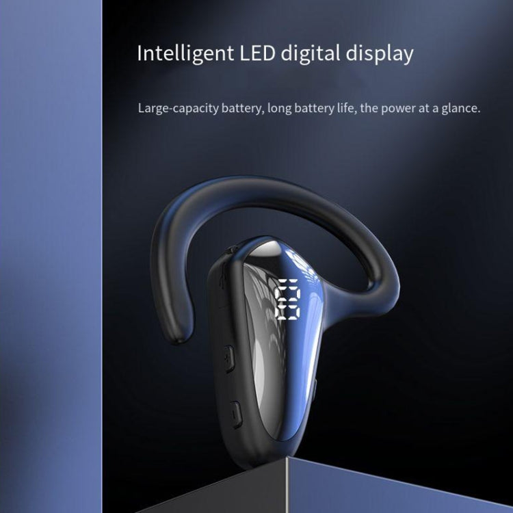 YX02 With Digital Display Hanging Ear Bone Conduction Bluetooth Headset(Black) by bashfashion