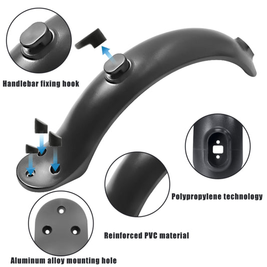 For Xiaomi M365 Electric Scooter Accessories, Fender+Bracket+Taillight, Color: Black Without Wrench by bashfashion
