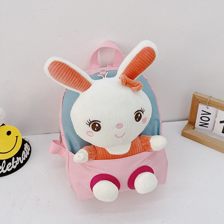 Kindergarten School Bag Plush Toy Children Cute Cartoon Backpack(Bunny Pink) by bashfashion