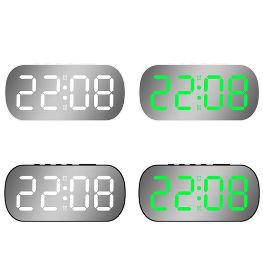 6637 LED Digital Display Temperature Electronic Clock Desktop Mirror Alarm Clock(Black White Light) by bashfashion