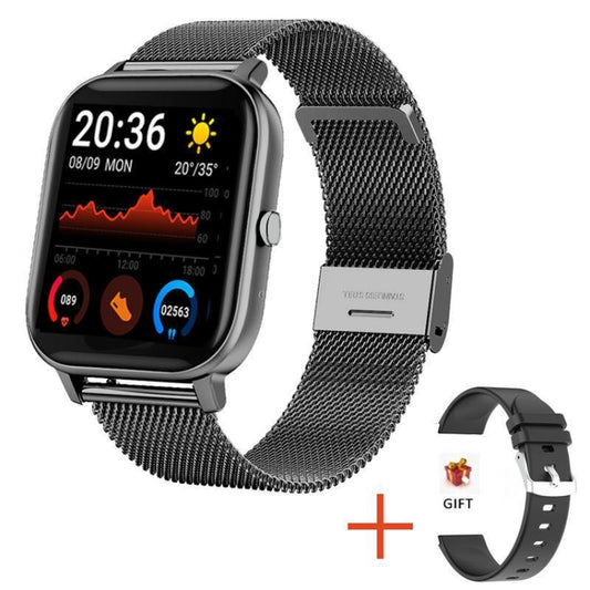 H10 1.69 inch Screen Bluetooth Call Smart Watch, Support Heart Rate/Blood Pressure/Sleep Monitoring, Color: Black Net+Silicone by bashfashion