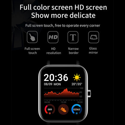 H10 1.69 inch Screen Bluetooth Call Smart Watch, Support Heart Rate/Blood Pressure/Sleep Monitoring, Color: Black Net+Silicone by bashfashion