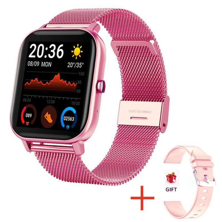 H10 1.69 inch Screen Bluetooth Call Smart Watch, Support Heart Rate/Blood Pressure/Sleep Monitoring, Color: Pink Net+Silicone by bashfashion