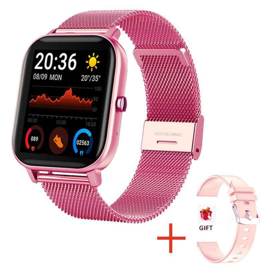 H10 1.69 inch Screen Bluetooth Call Smart Watch, Support Heart Rate/Blood Pressure/Sleep Monitoring, Color: Pink Net+Silicone by bashfashion