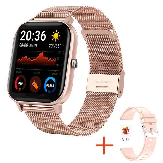 H10 1.69 inch Screen Bluetooth Call Smart Watch, Support Heart Rate/Blood Pressure/Sleep Monitoring, Color: Gold Net+Silicone by bashfashion