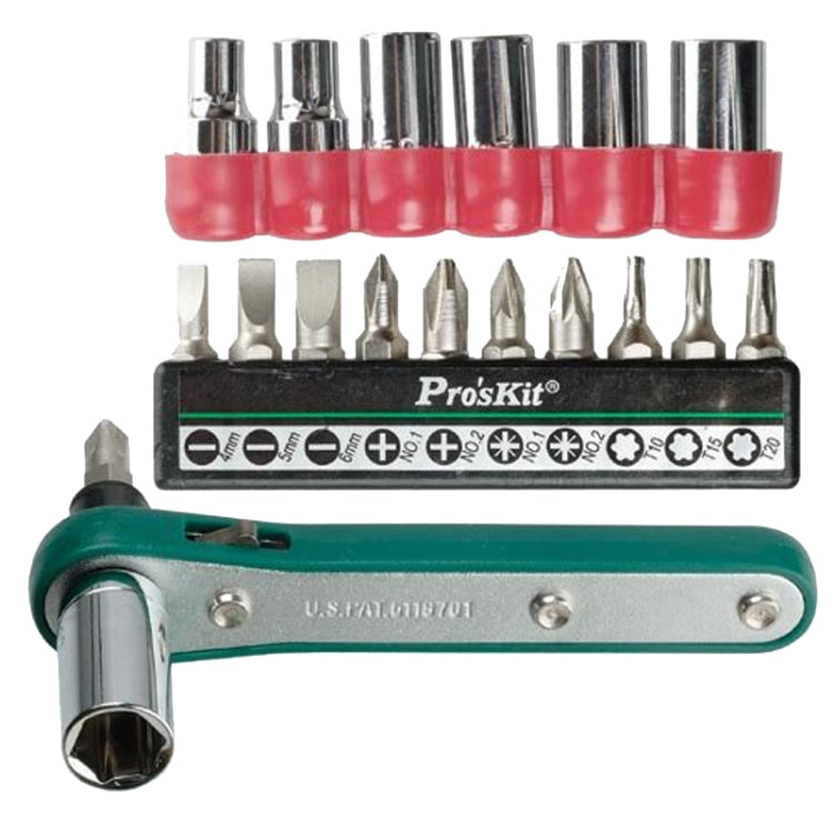 ProsKit 1PK-202A 16 In 1 Socket Driver Head Ratchet Wrench Set by ProsKit