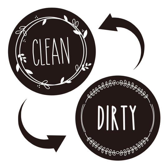 Dishwasher Round Magnet Clean Dirty Sign Double-Sided Dishwasher Magnet Cover(Black) by bashfashion