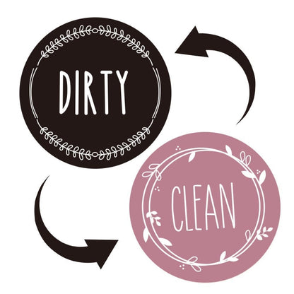 Dishwasher Round Magnet Clean Dirty Sign Double-Sided Dishwasher Magnet Cover(Black Pink) by bashfashion