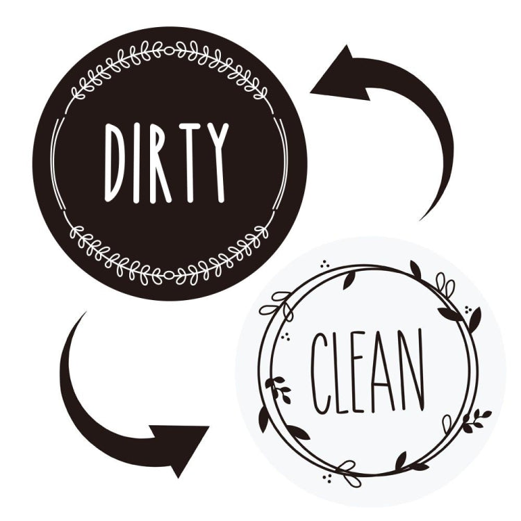 Dishwasher Round Magnet Clean Dirty Sign Double-Sided Dishwasher Magnet Cover(Black White) by bashfashion