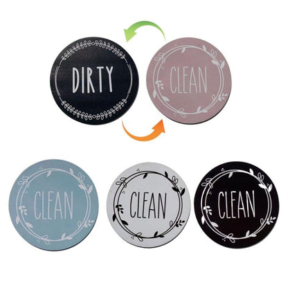 Dishwasher Round Magnet Clean Dirty Sign Double-Sided Dishwasher Magnet Cover(Black White) by bashfashion