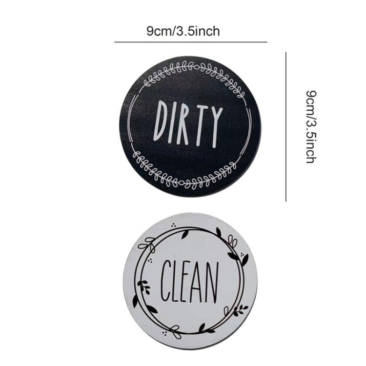 Dishwasher Round Magnet Clean Dirty Sign Double-Sided Dishwasher Magnet Cover(Black) by bashfashion