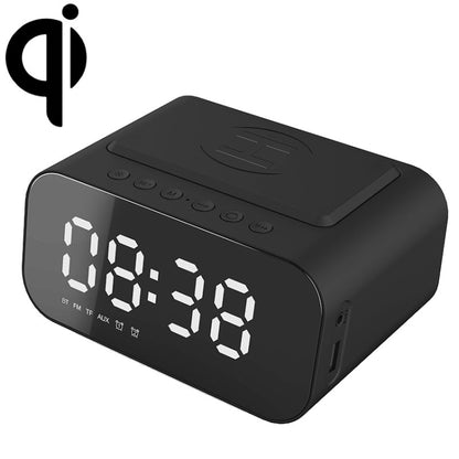 BT510 15W LED Clock Wireless Charging Bluetooth Speaker Multifunctional Smart Mirror Alarm Clock Audio(Iron Black) by bashfashion