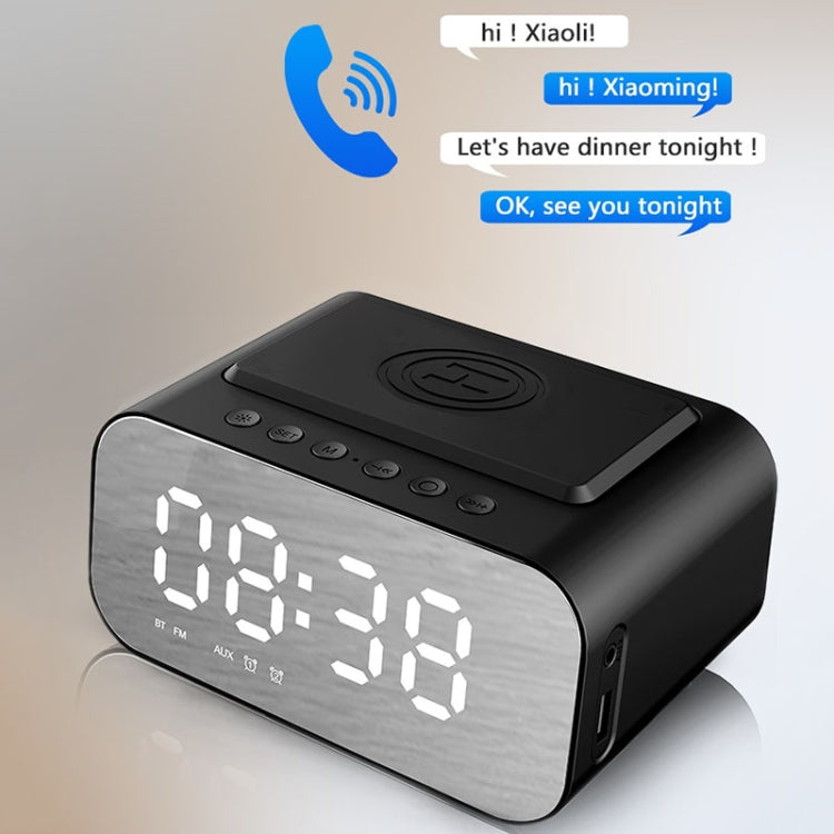 BT510 15W LED Clock Wireless Charging Bluetooth Speaker Multifunctional Smart Mirror Alarm Clock Audio(Iron Black) by bashfashion