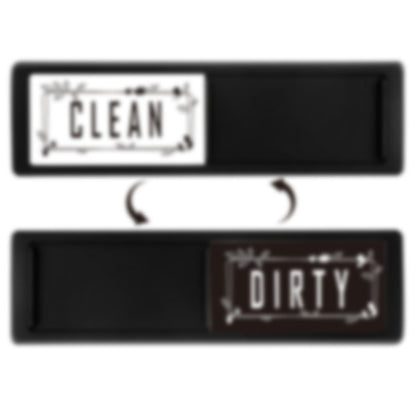 Dishwasher Magnet Clean Dirty Sign Double-Sided Refrigerator Magnet(Black Leaf) by bashfashion