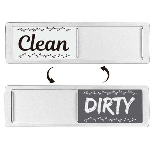 Dishwasher Magnet Clean Dirty Sign Double-Sided Refrigerator Magnet(Silver Lace White Gray) by bashfashion