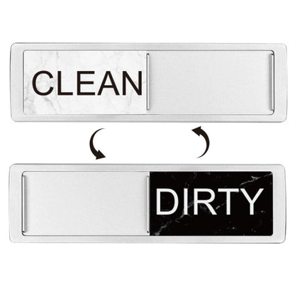 Dishwasher Magnet Clean Dirty Sign Double-Sided Refrigerator Magnet(Silver White Black Marble) by bashfashion