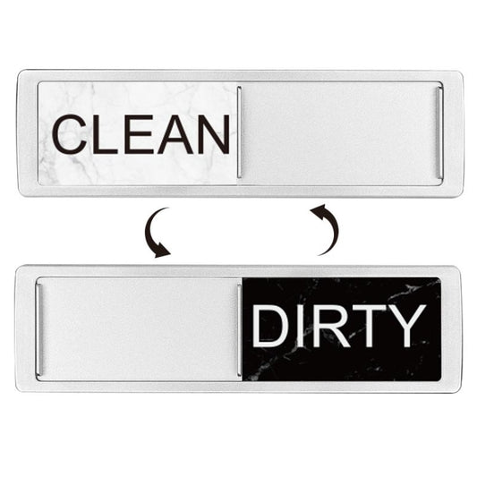 Dishwasher Magnet Clean Dirty Sign Double-Sided Refrigerator Magnet(Silver White Black Marble) by bashfashion