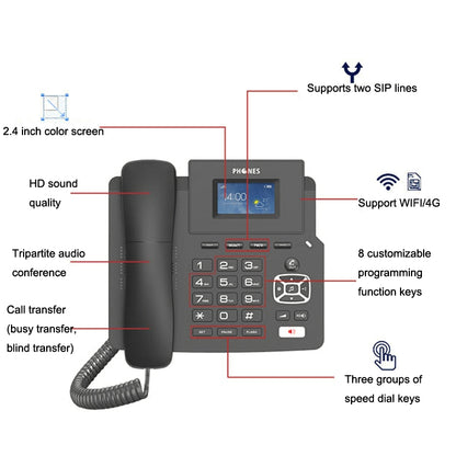 P03 4G+VOIP Dual Mode Wireless Fixed Line SIP Network Phone IP Enterprise Office Phone Wireless Landline by bashfashion