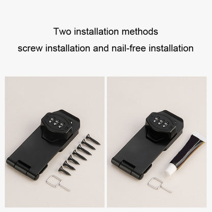 Stick Nail Dual Use Free Punch Cabinet Door Combination Lock Anti-Theft Drawer Lock, Style: Two Hole 3 inch Black by bashfashion