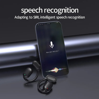 Air Conduction Ear-Hanging LED Digital Display Wireless ENC Noise Reduction Sports Bluetooth Earphones(Black) by bashfashion