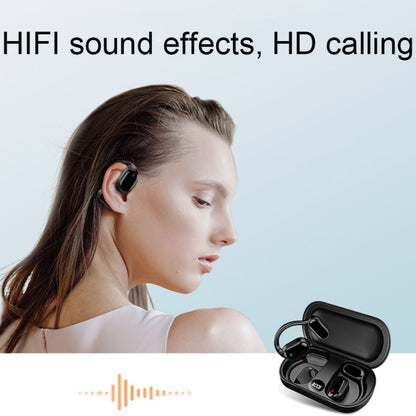 Air Conduction Ear-Hanging LED Digital Display Wireless ENC Noise Reduction Sports Bluetooth Earphones(Black) by bashfashion