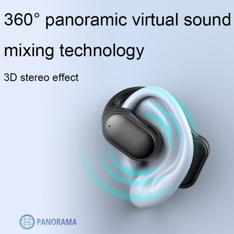 Air Conduction Ear-Hanging LED Digital Display Wireless ENC Noise Reduction Sports Bluetooth Earphones(Black) by bashfashion