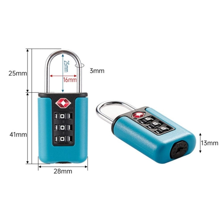 TSA Customs Code Lock Travel Luggage Lock Mini Contrast Color Design Combination Padlock(Lake Blue) by bashfashion
