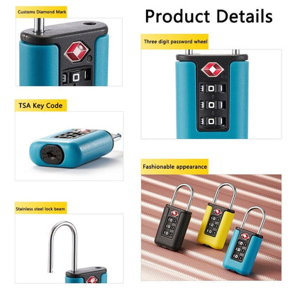 TSA Customs Code Lock Travel Luggage Lock Mini Contrast Color Design Combination Padlock(Lake Blue) by bashfashion