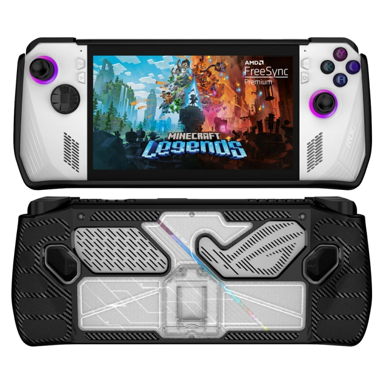 For ASUS Rog Ally Game Console PC+TPU Protective Case Cover With Bracket(Black+Transparent) by bashfashion