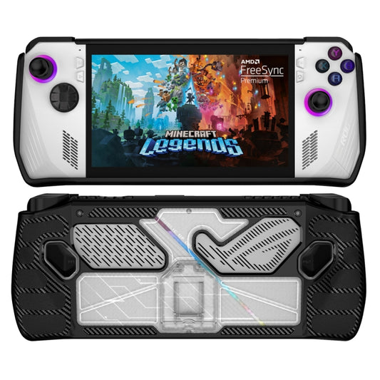For ASUS Rog Ally Game Console PC+TPU Protective Case Cover With Bracket(Black+Transparent) by bashfashion