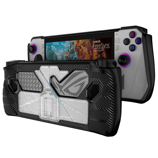 For ASUS Rog Ally Game Console PC+TPU Protective Case Cover With Bracket(Black+Transparent) by bashfashion