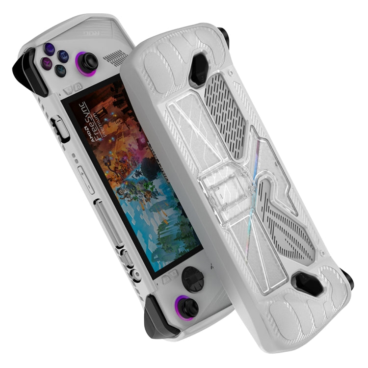 For ASUS Rog Ally Game Console PC+TPU Protective Case Cover With Bracket(White+Transparent) by bashfashion