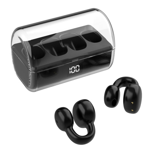 Ear Clip Type Sound Conduction Concept Bluetooth Earphone With Digital Display Charging Compartment(Black) by bashfashion