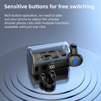 Ear Clip Type Sound Conduction Concept Bluetooth Earphone With Digital Display Charging Compartment(Blue) by bashfashion