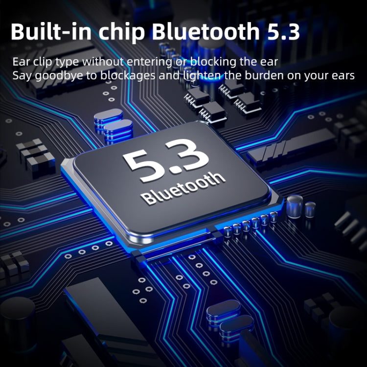 Ear Clip Type Sound Conduction Concept Bluetooth Earphone With Digital Display Charging Compartment(Blue) by bashfashion