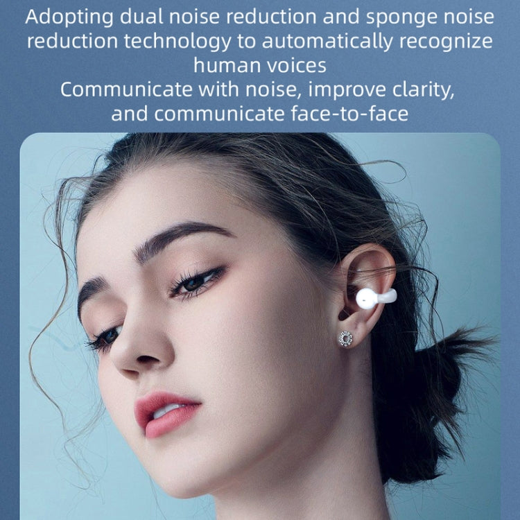 Ear Clip Type Sound Conduction Concept Bluetooth Earphone With Digital Display Charging Compartment(White) by bashfashion