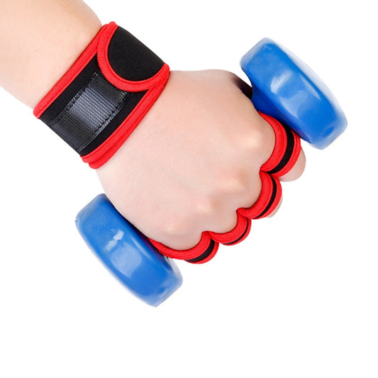 XL Weightlifting Dumbbell Horizontal Bar Anti-cocoon Anti-slip Wrist Fitness Four-finger Gloves(Red) by bashfashion