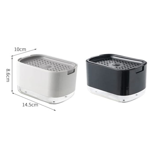 Press Type Soap Dispenser Detachable Double Layer Drainage Design Soap Dish, Spec: White With Sponge by bashfashion