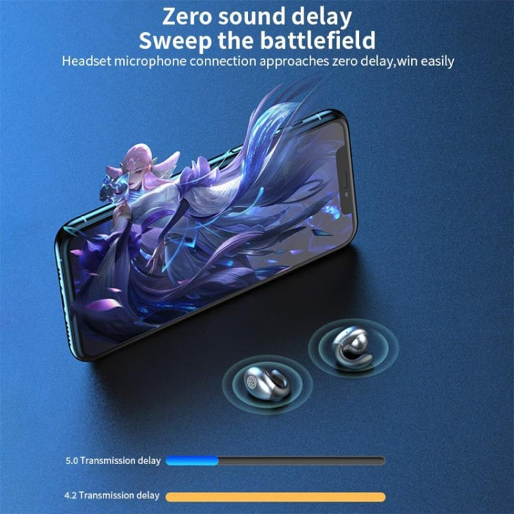 S19 Wireless Ear Clip Noise Reduction Bluetooth Headphone Bone Conduction No Delay Headset(White) by bashfashion