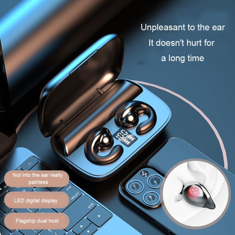 S19 Wireless Ear Clip Noise Reduction Bluetooth Headphone Bone Conduction No Delay Headset(White) by bashfashion