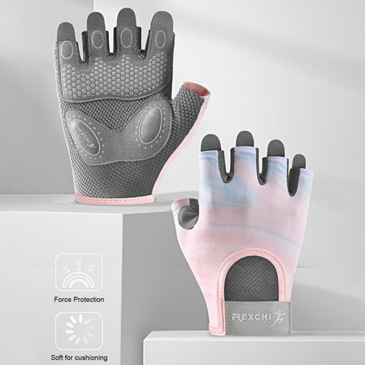 Yoga Sports Gloves Non-slip Shock-absorbing Half-finger Anti-cocoon Gloves, Size: S(Sakura Pink) by bashfashion