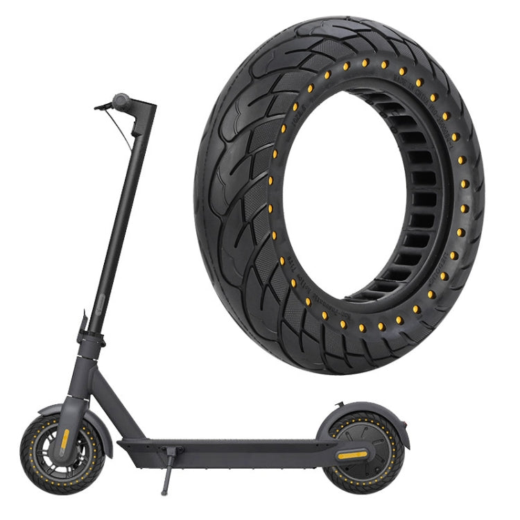 For Ninebot MAX G30 Electric Scooter 10x2.5 Inflatable Honeycomb Solid Run-flat Tire(44mm Slot Yellow) by bashfashion