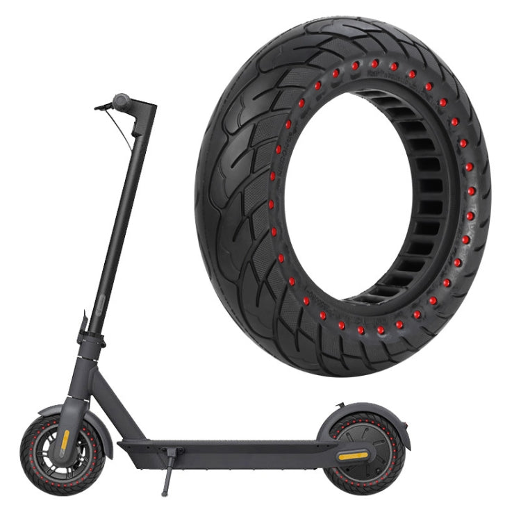 For Ninebot MAX G30 Electric Scooter 10x2.5 Inflatable Honeycomb Solid Run-flat Tire(44mm Slot Red) by bashfashion