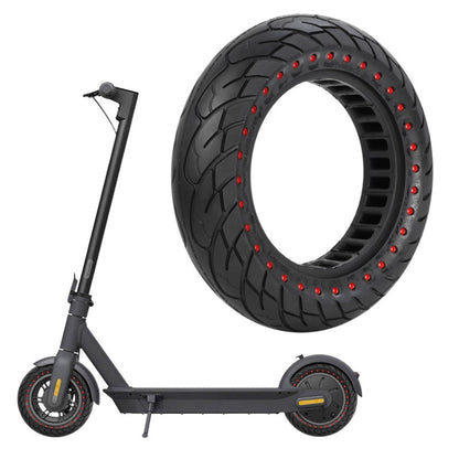 For Ninebot MAX G30 Electric Scooter 10x2.5 Inflatable Honeycomb Solid Run-flat Tire(44mm Slot Red) by bashfashion