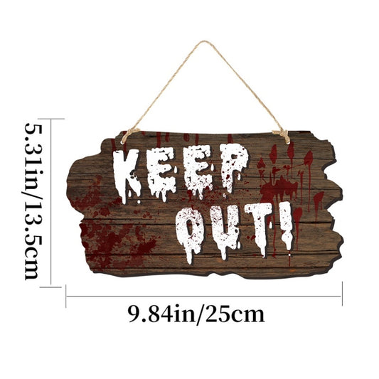 Halloween Door Sign Haunted House Horror Atmosphere Decoration, Style: Keep Out Imitation Wood Grain by bashfashion
