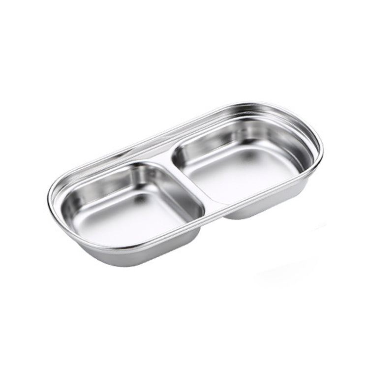 Stainless Steel Square Sauce Dish Hotpot Seasoning Disc Barbecue Tableware, Style: 2 Grid (Silver) by bashfashion