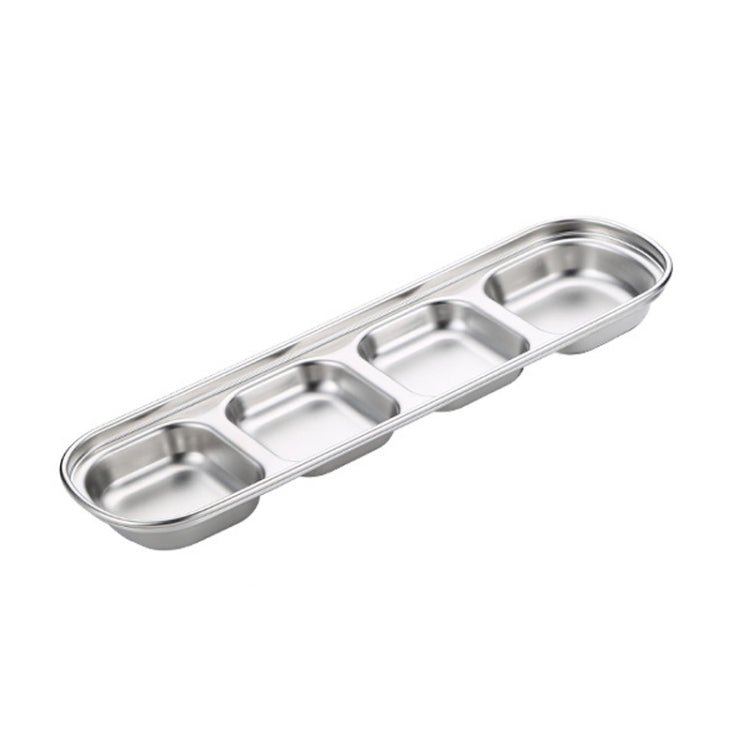 Stainless Steel Square Sauce Dish Hotpot Seasoning Disc Barbecue Tableware, Style: 4 Grid (Silver) by bashfashion