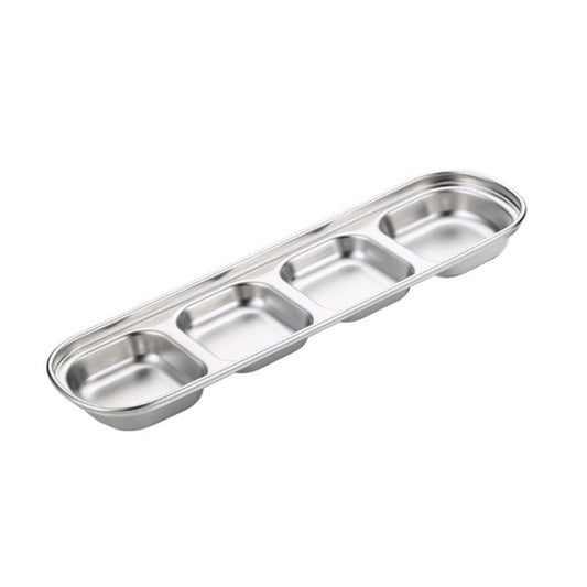 Stainless Steel Square Sauce Dish Hotpot Seasoning Disc Barbecue Tableware, Style: 4 Grid (Silver) by bashfashion