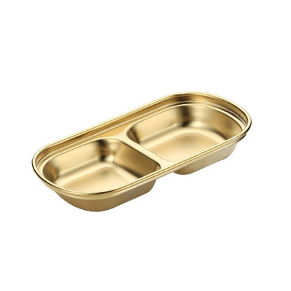 Stainless Steel Square Sauce Dish Hotpot Seasoning Disc Barbecue Tableware, Style: 2 Grid (Gold) by bashfashion